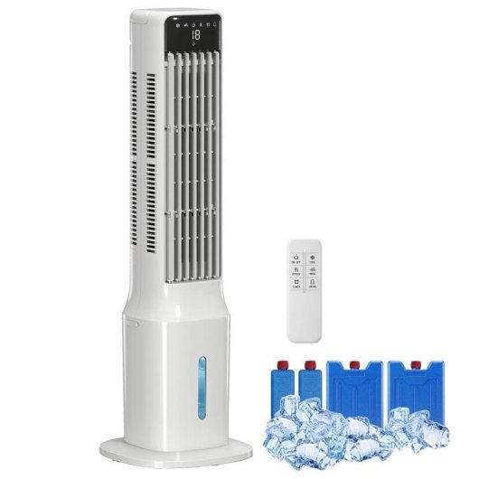 Homcom Climatizador Evaporativo De Torre 3 En 1 Depósito De 9 L Blanco