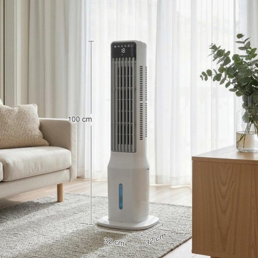 Homcom Climatizador Evaporativo De Torre 3 En 1 Depósito De 9 L Blanco