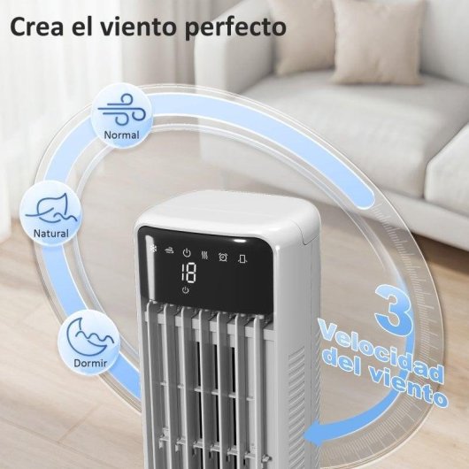 Homcom Climatizador Evaporativo De Torre 3 En 1 Depósito De 9 L Blanco
