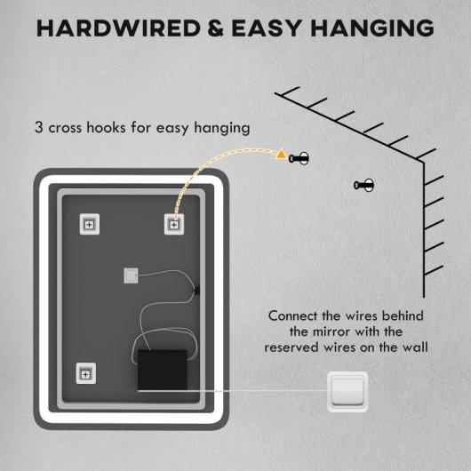 Homcom Espejo De Baño Con Luces Led 60x80 Cm 3 Temperaturas De Color Regulable
