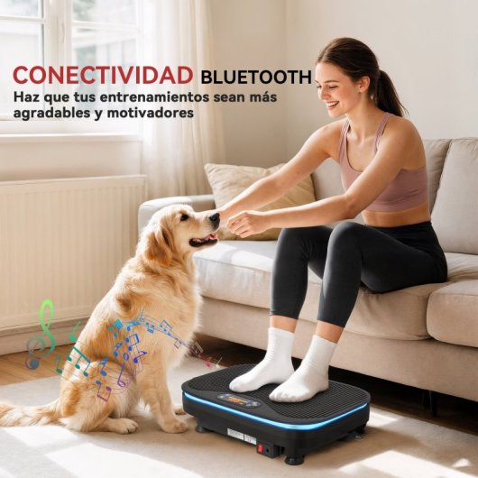 Sportnow Plataforma Vibratoria Con Altavoz Bluetooth Pantalla Led 99 Velocidades
