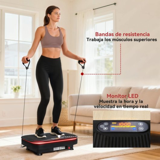 Sportnow Plataforma Vibratoria Con Altavoz Bluetooth Pantalla Led 99 Velocidades