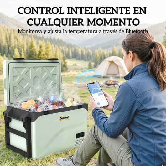 Outsunny Nevera Portátil Eléctrica 42,5 L Con Compresor Control Por App Ruedas