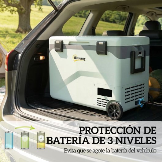 Outsunny Nevera Portátil Eléctrica 42,5 L Con Compresor Control Por App Ruedas