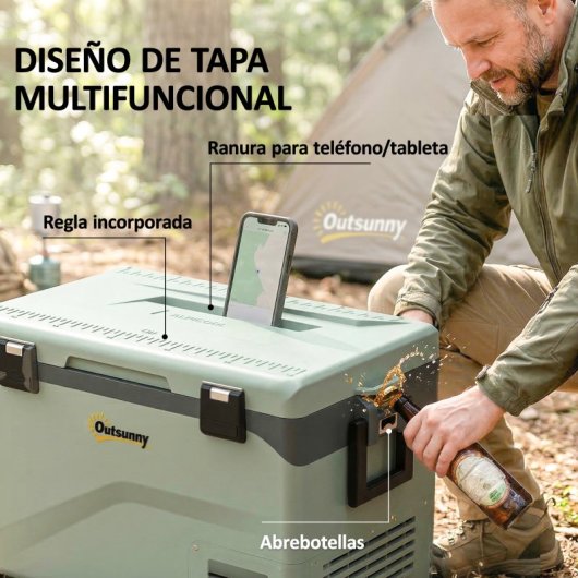 Outsunny Nevera Portátil Eléctrica 42,5 L Con Compresor Control Por App Ruedas