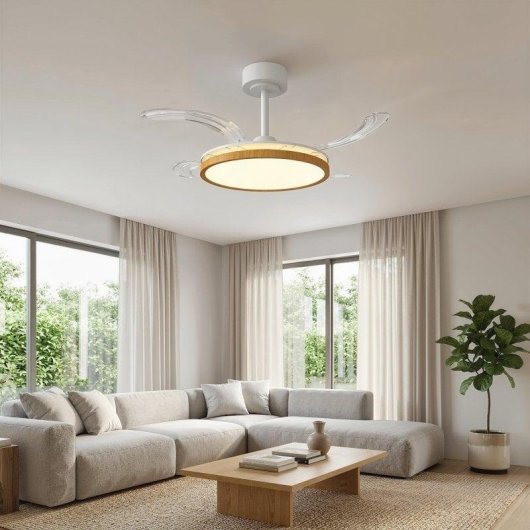 Homcom Ventilador De Techo Con Luz Led 80 W Mando A Distancia 6 Velocidades