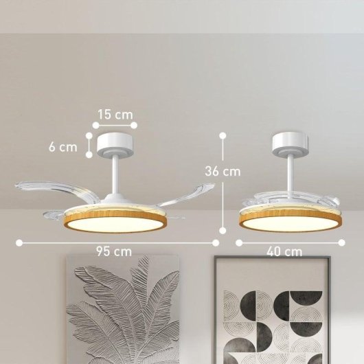 Homcom Ventilador De Techo Con Luz Led 80 W Mando A Distancia 6 Velocidades