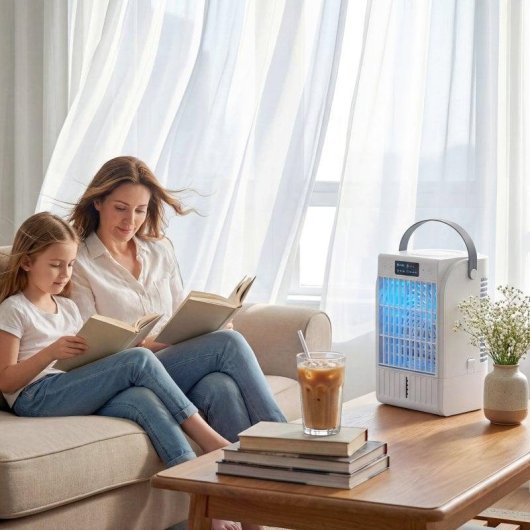 Homcom Mini Enfriador De Aire 4 En 1 4 Velocidades Luz Rgb De 7 Colores Blanco