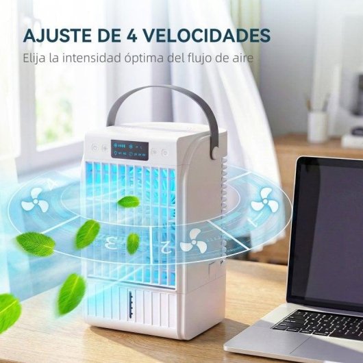 Homcom Mini Enfriador De Aire 4 En 1 4 Velocidades Luz Rgb De 7 Colores Blanco