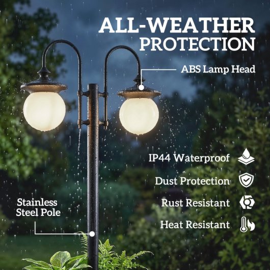 Outsunny Farola Solar Exterior De Jardín Con Macetero 2 Cabezales Impermeable