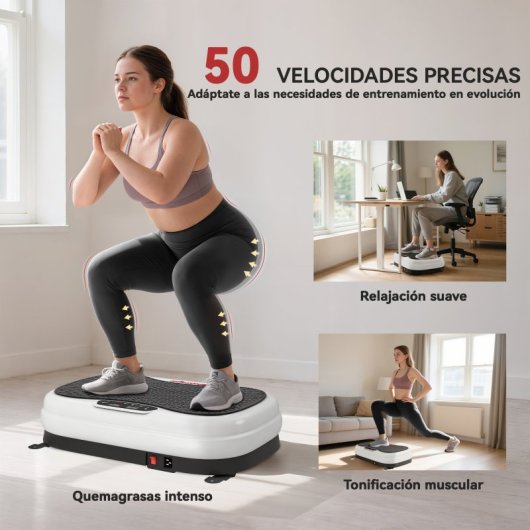 Sportnow Plataforma Vibratoria Con Mando A Distancia Pantalla Led 50 Velocidades