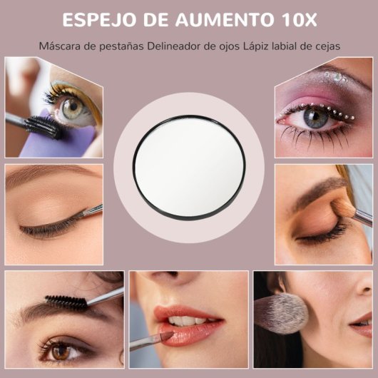 Homcom Hollywood Espejo De Maquillaje Con Luz 58x46 Cm Con 14 Bombillas Negro