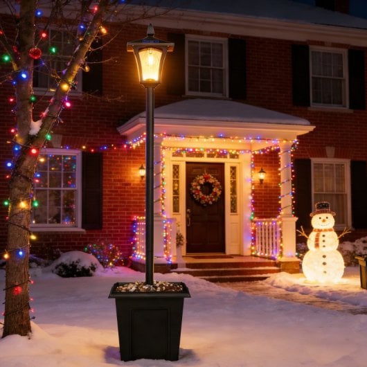 Outsunny Farola Solar Exterior De Jardín Con Macetero Poste De Aluminio Ip44