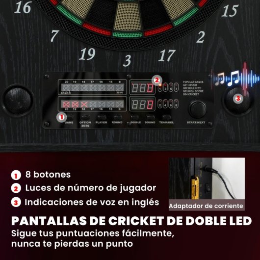 Sportnow Diana Electrónica Con 25 Juegos Y 202 Variaciones 96x65,5x7 Cm Negro