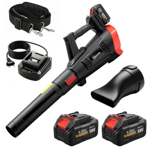Outsunny Soplador De Hojas Sin Cable 18v Con 2 Baterías 4.0ah Y Cargador Negro