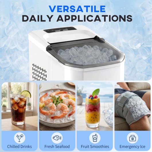 Homcom Máquina De Hielo Autolimpiable 12 Kg/24h 9 Cubitos Listos En 7 Minutos