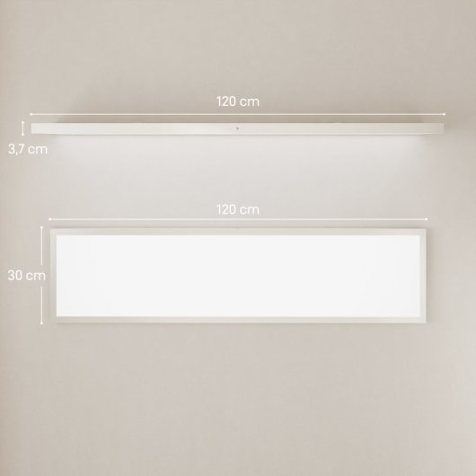 Homcom Juego De 4 Lámparas De Techo Color Regulable 120x30x3,7 Cm Blanco