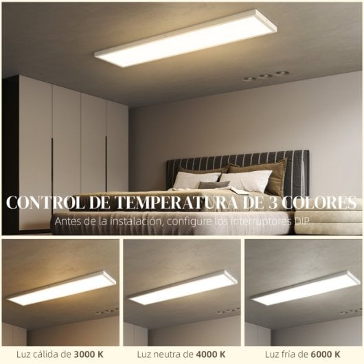 Homcom Juego De 4 Lámparas De Techo Color Regulable 120x30x3,7 Cm Blanco