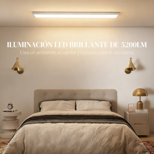 Homcom Juego De 4 Lámparas De Techo Color Regulable 120x30x3,7 Cm Blanco