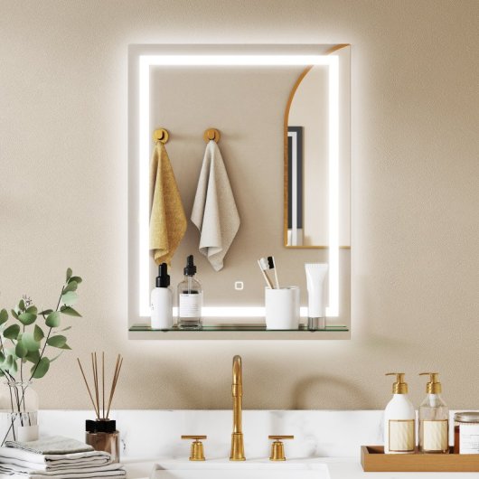 Kleankin Espejo De Baño Con Luces Led 60x80 Cm Con 3 Colores De Luz Plata