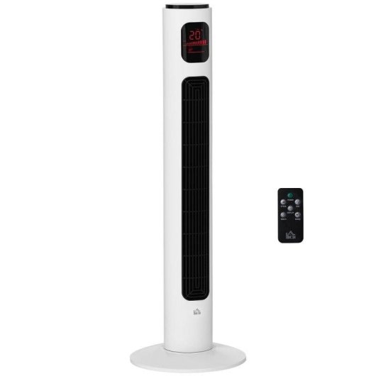 Homcom Ventilador De Torre 45w Con Control Remoto 3 Velocidade 3 Modos Blanco