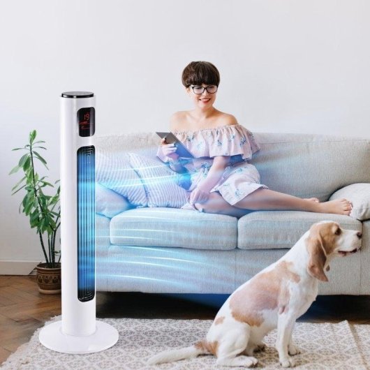 Homcom Ventilador De Torre 45w Con Control Remoto 3 Velocidade 3 Modos Blanco