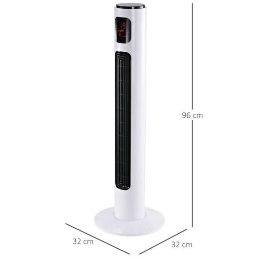 Homcom Ventilador De Torre 45w Con Control Remoto 3 Velocidade 3 Modos Blanco
