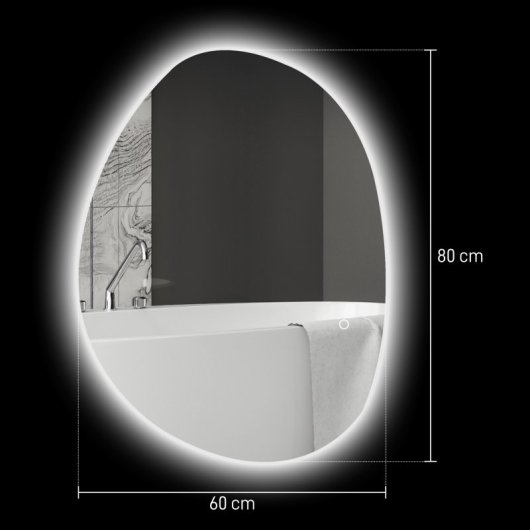 Homcom Espejo De Baño Con Luz Led 80x60 Cm Sin Marco Ip44