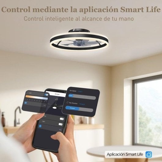 Ventoinha de Teto com Luz HOMCOM B31-646V00BK 45W Ø50cm 6 Velocidades Motor DC Reversível Comando