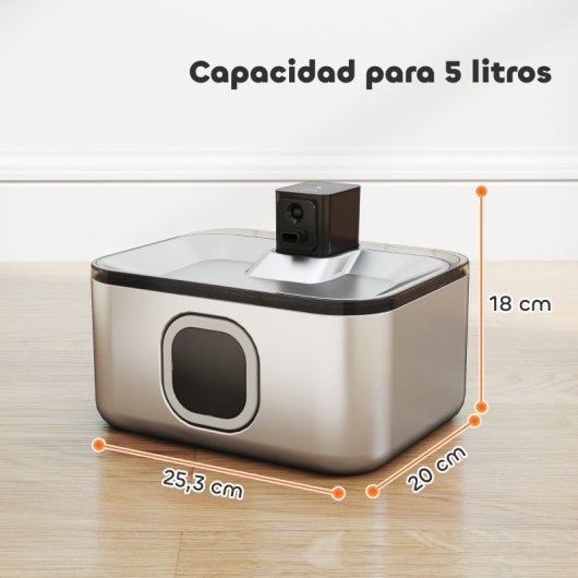 Pawhut Fuente Para Gatos De Acero Inoxidable 5l Súper Silencioso Con Luz Led