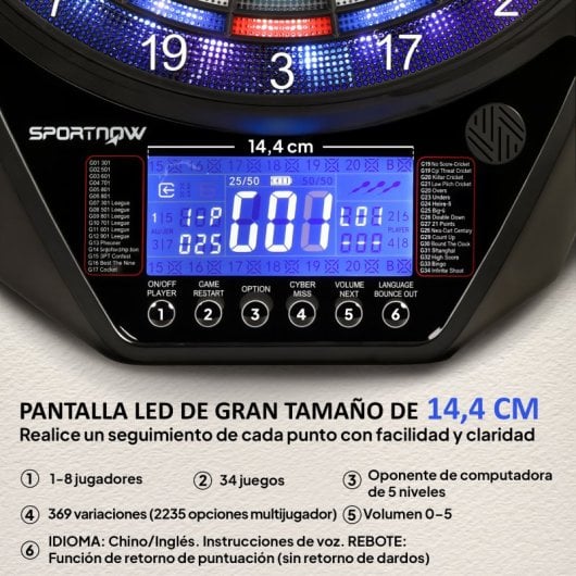 Sportnow Diana Electrónica Con 34 Juegos Y 2235 Programas 60,5x45,5x3,6 Cm