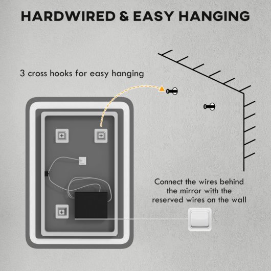 Homcom Espejo De Baño Con Luces Led 50x70 Cm 3 Temperaturas De Color Regulable