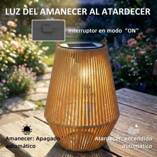 Outsunny Set De 2 Farolas Solares Exterior De Ratán Colgantes Ip44 Marrón