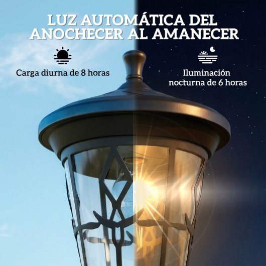 Outsunny Set De 2 Farolas Solares De Jardín Altura Ajustable 2 Modos De Brillo
