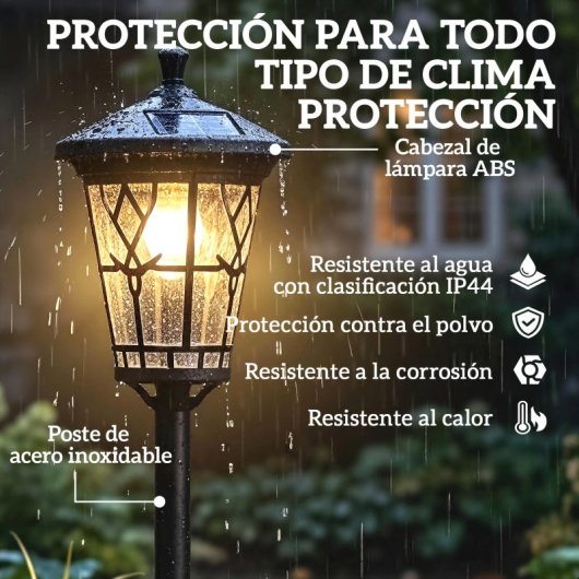 Outsunny Set De 2 Farolas Solares De Jardín Altura Ajustable 2 Modos De Brillo