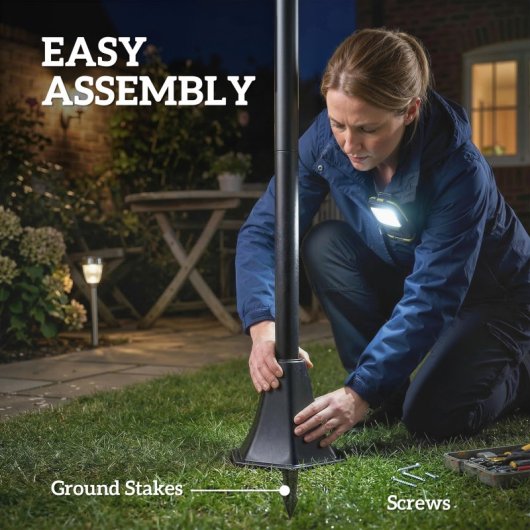 Outsunny Set De 2 Farolas Solares De Jardín Altura Ajustable 2 Modos De Brillo