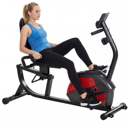 Homcom Bicicleta Estática Con Respaldo 8 Niveles Resistencia Volante Monitor Lcd