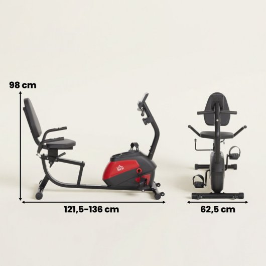 Homcom Bicicleta Estática Con Respaldo 8 Niveles Resistencia Volante Monitor Lcd