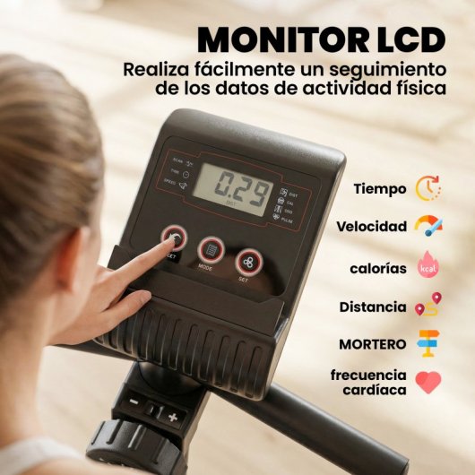 Homcom Bicicleta Estática Con Respaldo 8 Niveles Resistencia Volante Monitor Lcd
