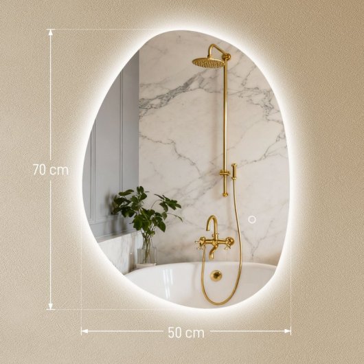 Homcom Espejo De Baño Con Luz Led 70x50 Cm Sin Marco Ip44
