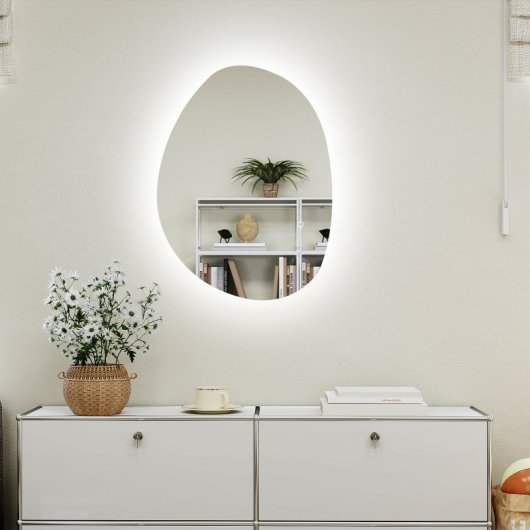 Homcom Espejo De Baño Con Luz Led 70x50 Cm Sin Marco Ip44