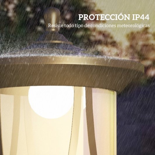 Outsunny Farola Solar Con Panel Solar Encendido Automático 17x17x127 Cm Negro