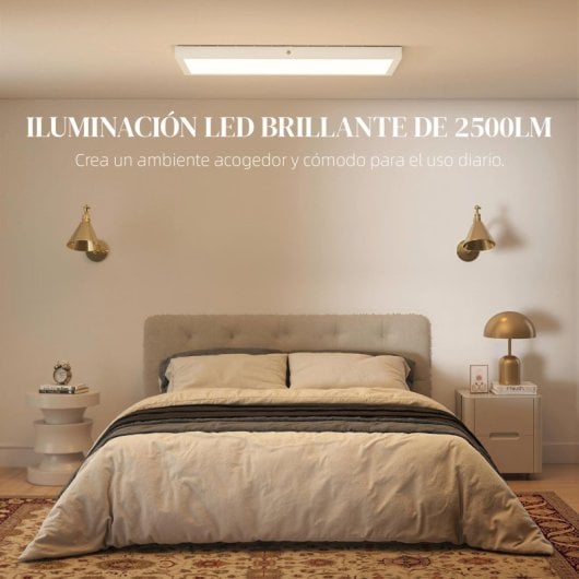 Homcom Juego De 4 Lámparas De Techo Color Regulable 60x30x3,7 Cm Blanco