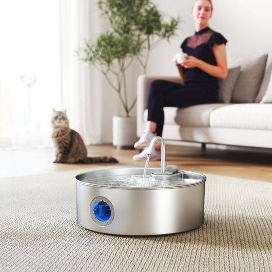 Pawhut Fuente Para Gatos De Acero Inoxidable 7l Silencioso Con Sistema De Filtro