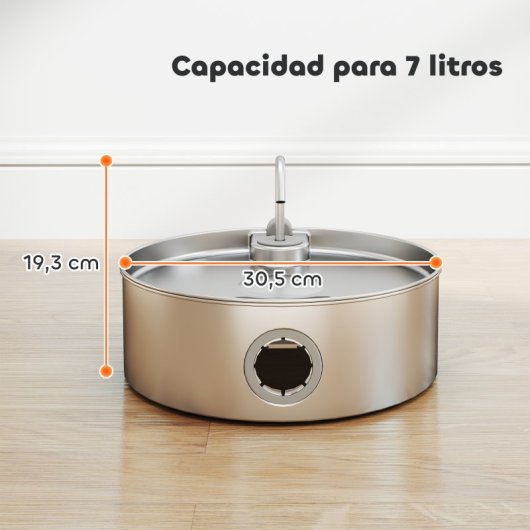 Pawhut Fuente Para Gatos De Acero Inoxidable 7l Silencioso Con Sistema De Filtro
