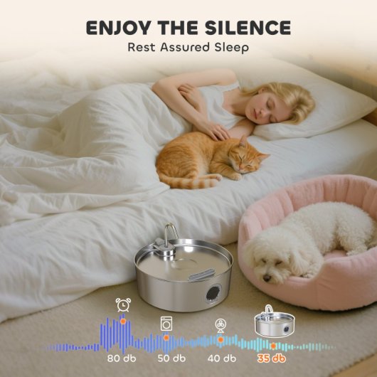 Pawhut Fuente Para Gatos De Acero Inoxidable 7l Silencioso Con Sistema De Filtro