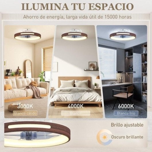 Ventoinha de Teto com Luz Homcom B31-641V00TK 40W Ø49cm 6 Velocidades Motor DC Reversível Comando