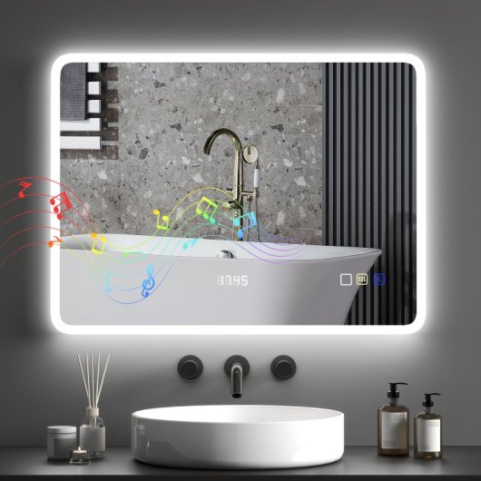 Espelho de Casa de Banho Homcom 834-851V04SR LED Bluetooth 80x60 cm
