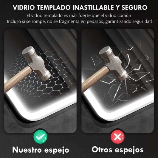 Espelho de Casa de Banho Homcom 834-851V04SR LED Bluetooth 80x60 cm