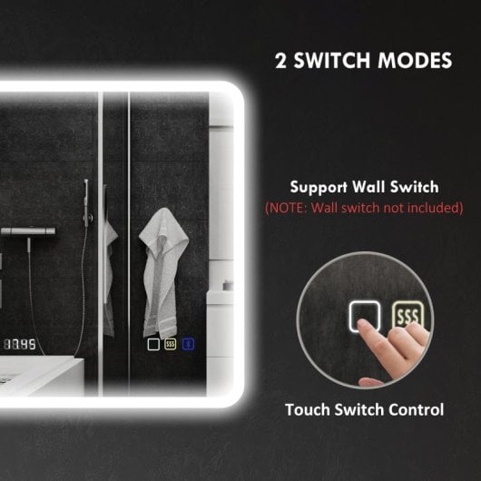 Espelho de Casa de Banho Homcom 834-851V04SR LED Bluetooth 80x60 cm
